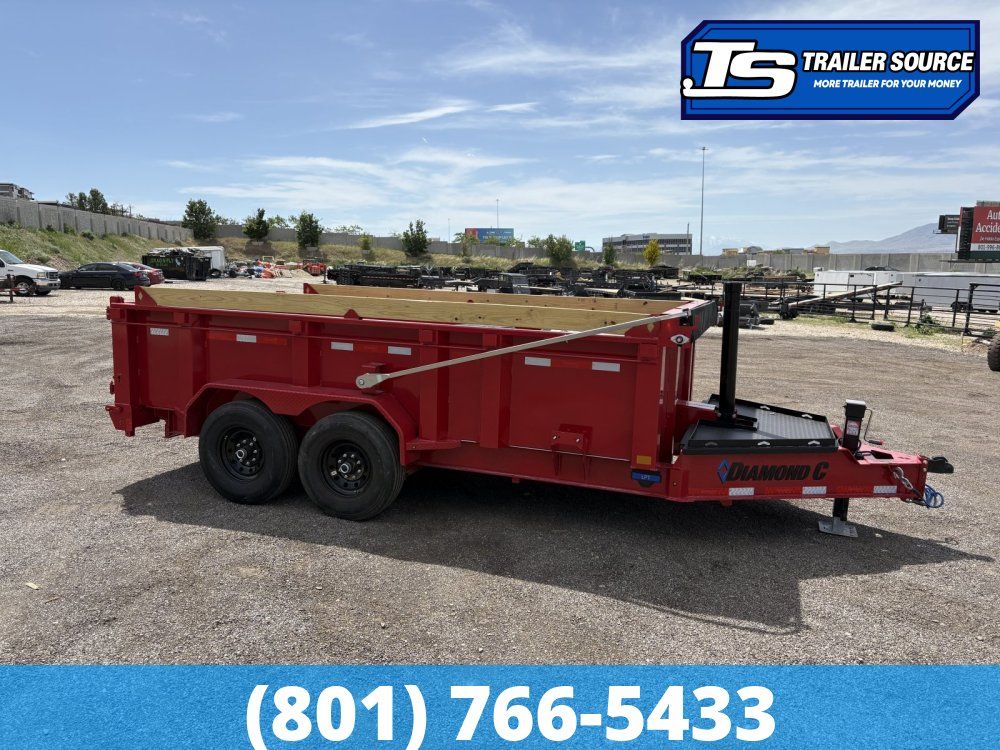 7x14 Diamond C LPT 207 Dump Trailer - 32" Sides - 15.5K GVWR - 14 Ply Tires, Board Brackets, Long Arm Tarp