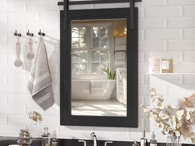 Farmhouse Black Vintage Wall Mounted Mirror, 18"x26"