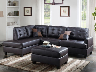 NEW REVERSABLE Leather SECTIONAL with OTTOMAN & PILLOWS