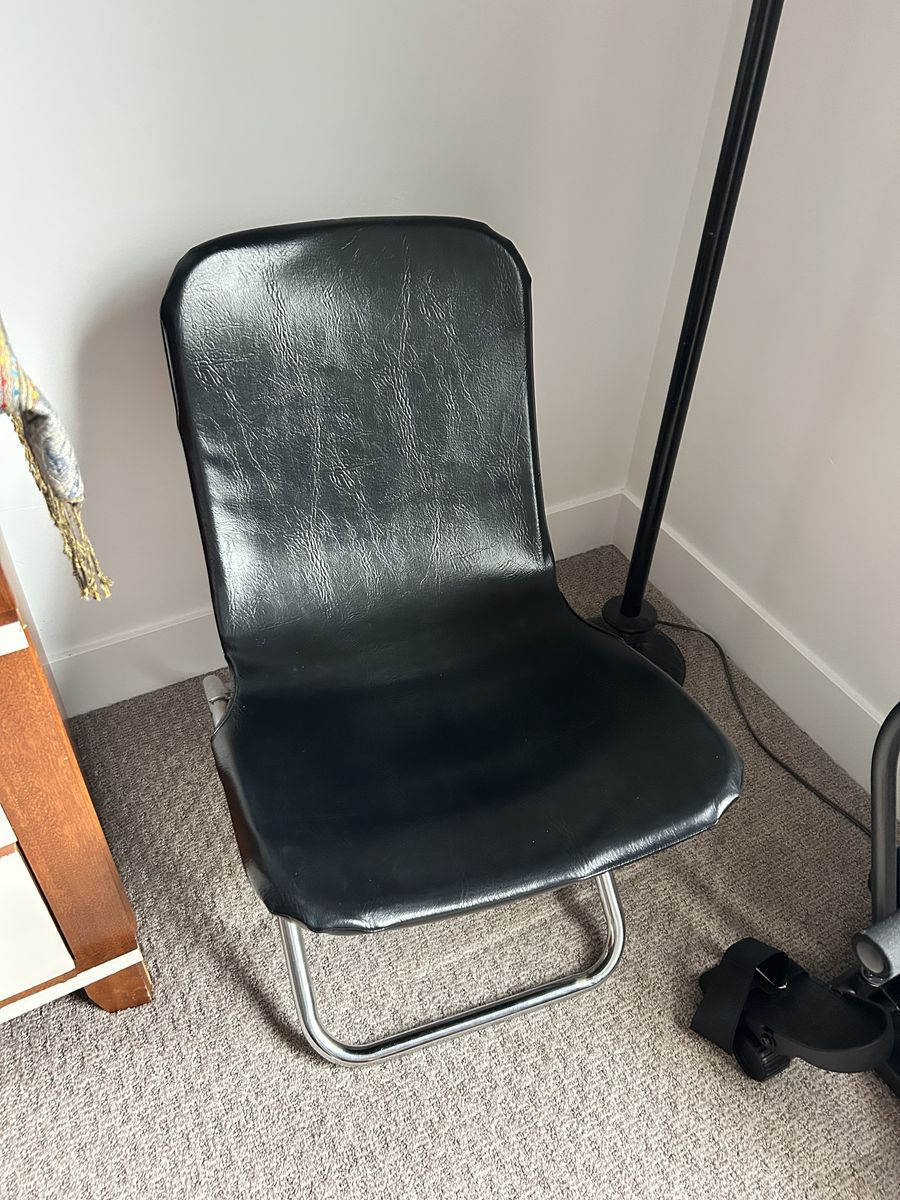 Leather antique folding chair