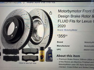 Brake Rotor & Pad Kit for Lexus GX460 2010-2020 or Toyota 4Runner 2010-2020 new in box