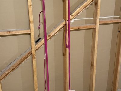 Set of 2 Magenta Pink Floor Lamps with White Glass Shades