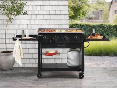 Brand new Member's Mark 4-Burner Gas Griddle Outdoor Cooking Station Black