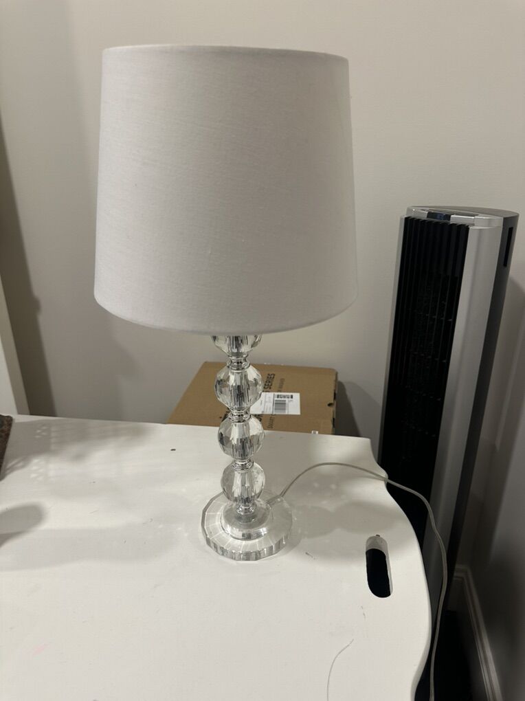 Crystal Lamp with Linen Shade