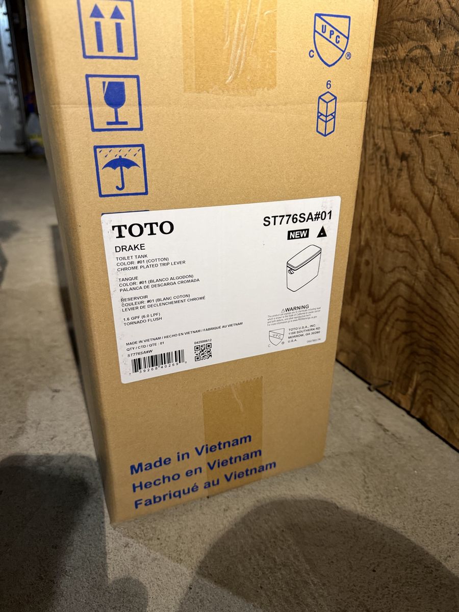 TOTO Drake ST776SA#01 Toilet Tank 1.0 GPF Cotton White NEW
