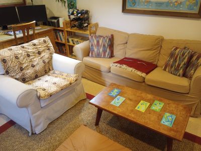 IKEA Ektorp 3-cushion Sofa and oversized Chair (with spare cover)