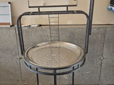 Rolling Metal Bird Perch with Tray