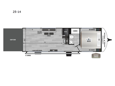 2027 Forest River RV Cherokee Wolf Pack 25-14 Toy Hauler Travel Trailer Front Bedroom|Two Entry/Exit Doors