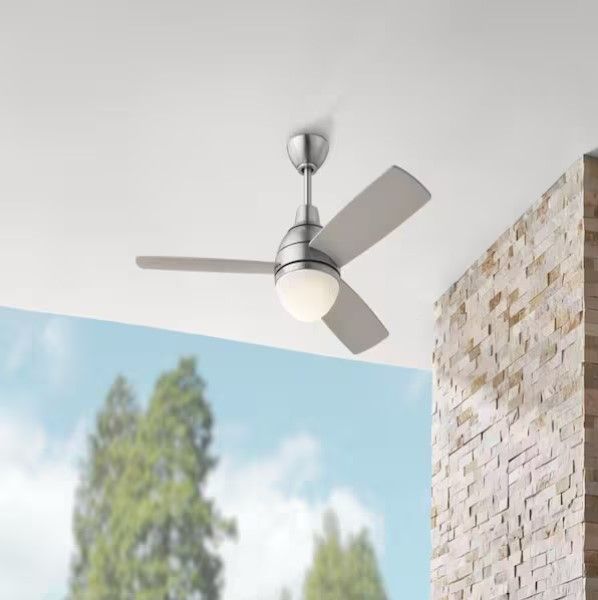 46 in Indoor/Covered Outdoor Brushed Nickel Modern Ceiling Fan with Tunable LED and Remote Control