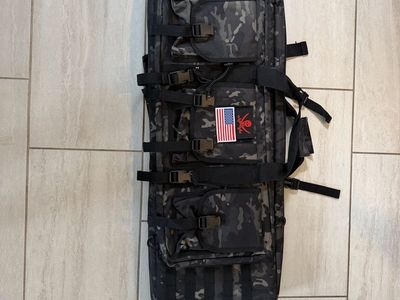 Tactical Double Rifle Soft Case - Black Multicam Camo Bag with Backpack Straps