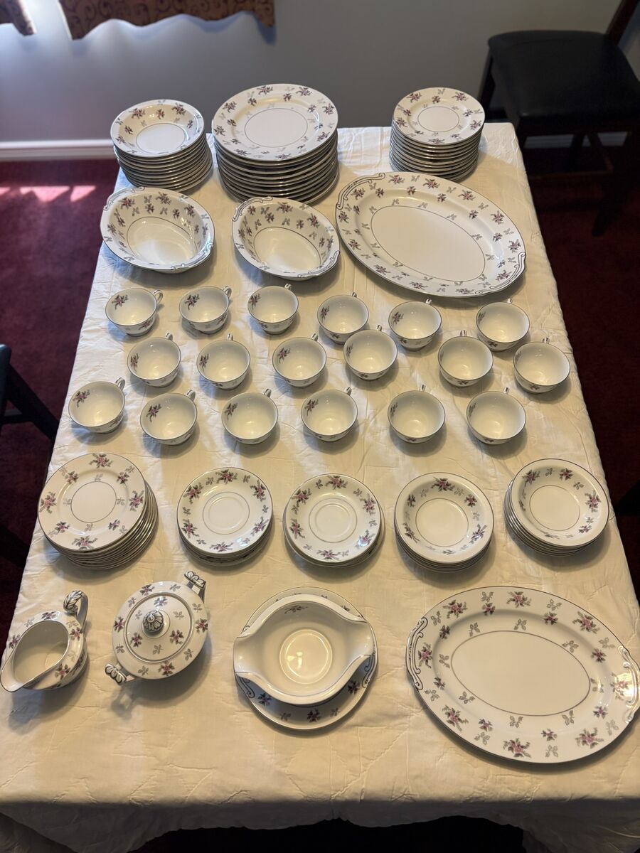 Vintage Rosemere Platinum Floral China Set