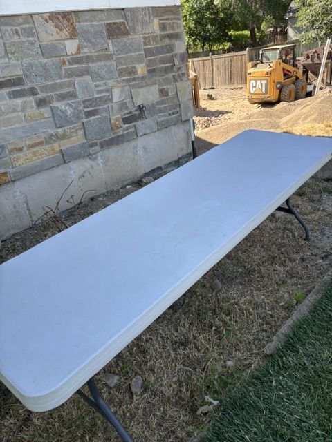 Lifetime 8-Foot Portable Folding Table - White Plastic Top, Steel Frame