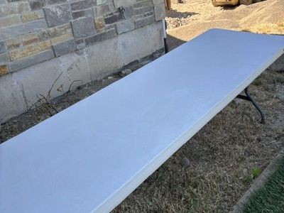 Lifetime 8-Foot Portable Folding Table - White Plastic Top, Steel Frame