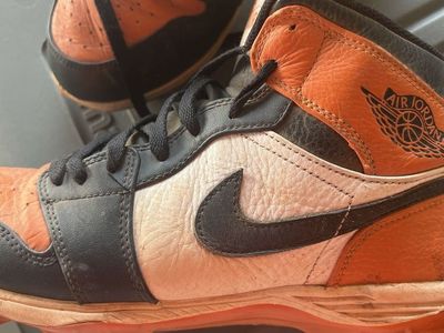 Nike Air Jordan 1 Retro High Shattered Backboard Cleats Size 9 Mens Orange Black