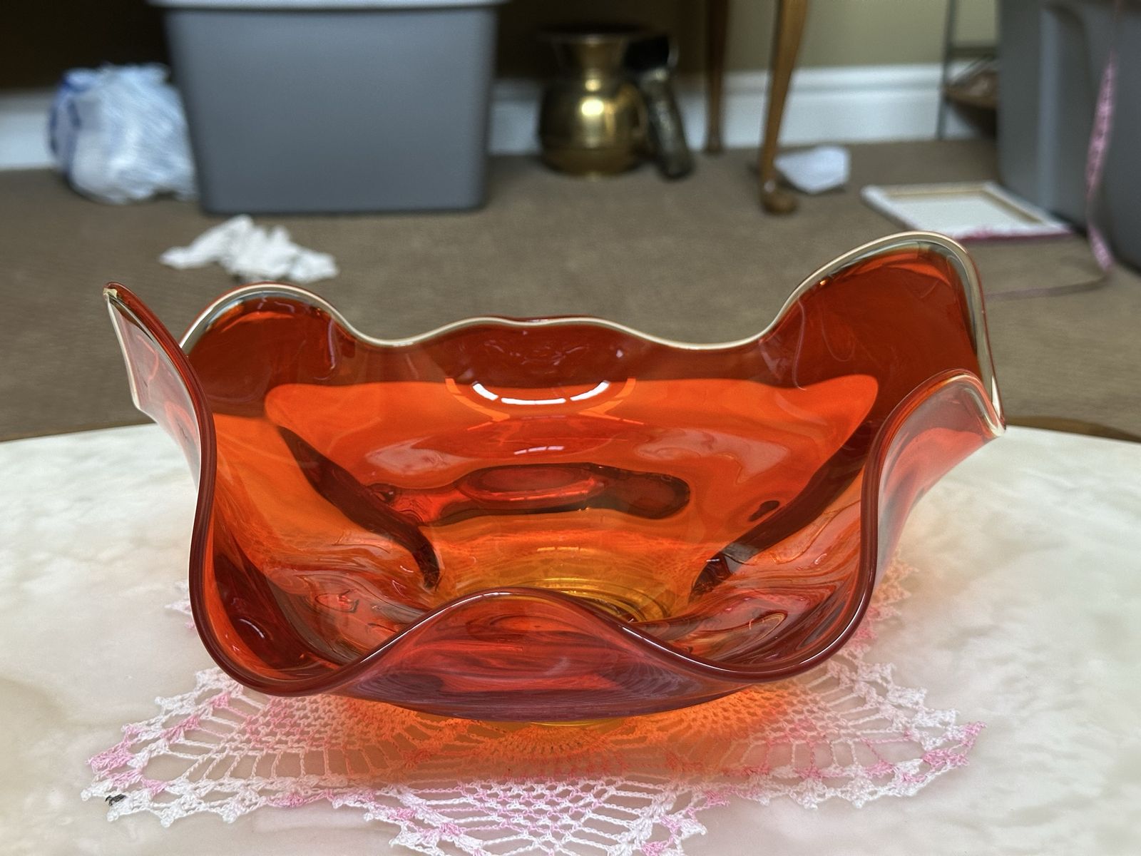 Gorgeous Vintage Viking Amberina Glass Bowl