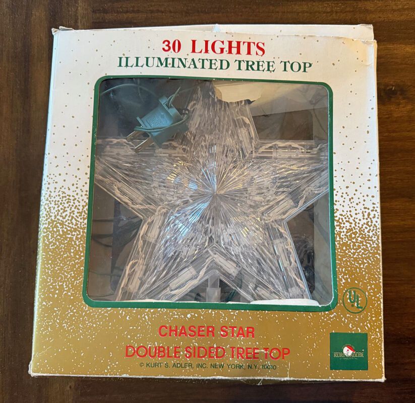 Kurt Adler Illuminated 30 Light Chaser Star Double Sided Tree Topper