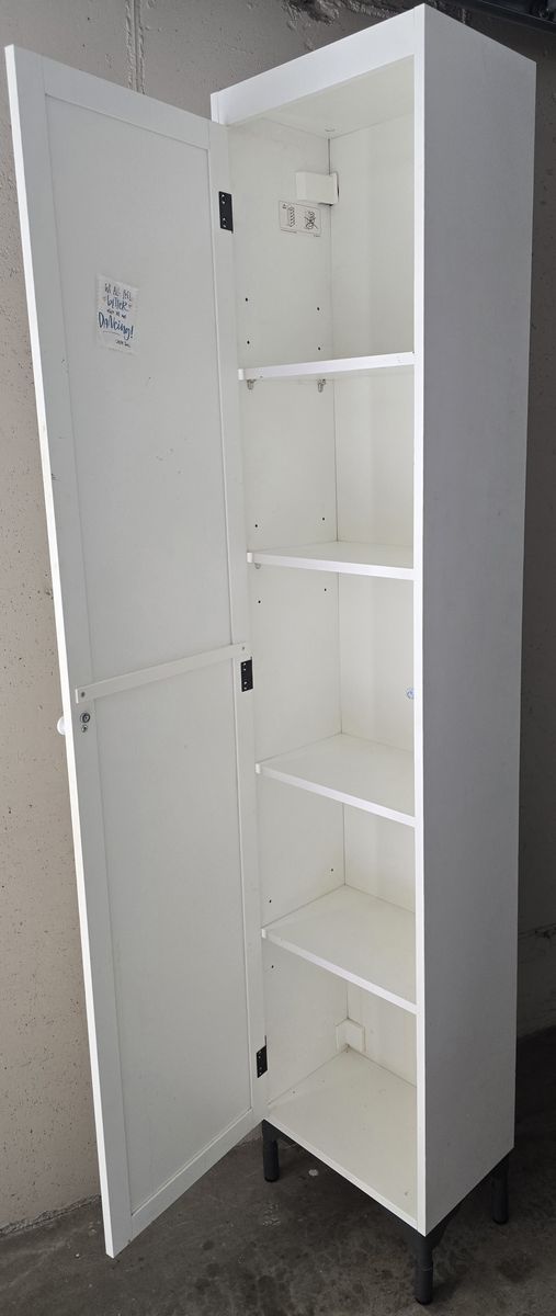 Utility Cabinet w/Mirror & Adjustable Shelving (bath, laundry, closet, etc.)- White