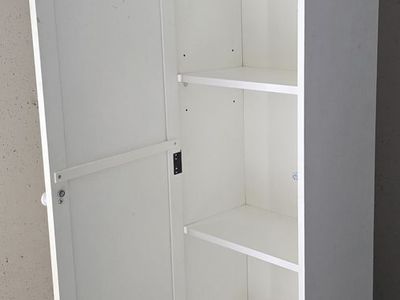 Utility Cabinet w/Mirror & Adjustable Shelving (bath, laundry, closet, etc.)- White