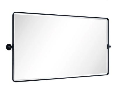 Mercer41 Rectangular Metal Framed Wall Mirror, Black, 28" x 54"
