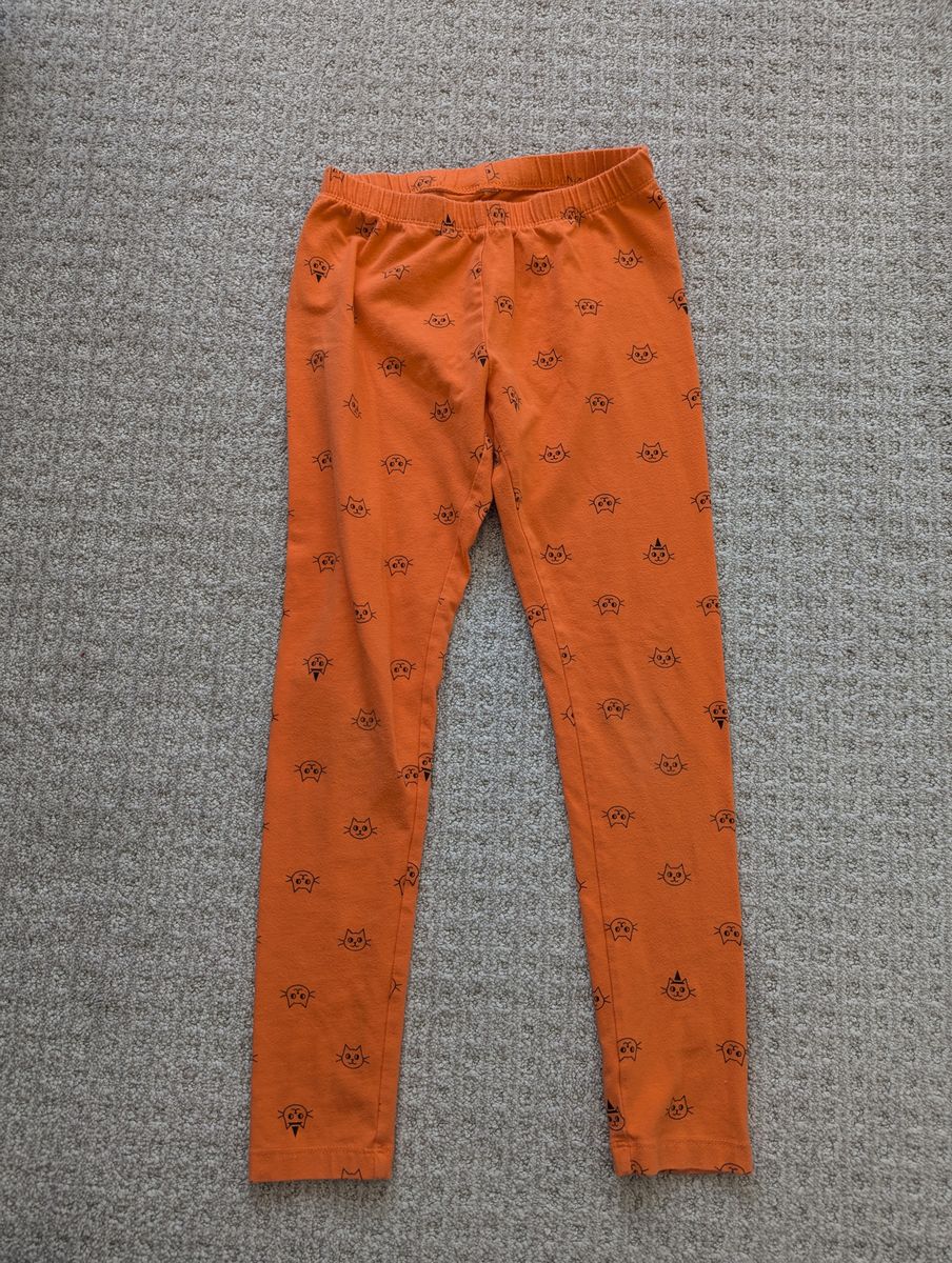 Girls Cat & Jack Halloween orange cat leggings, size L (10/12)