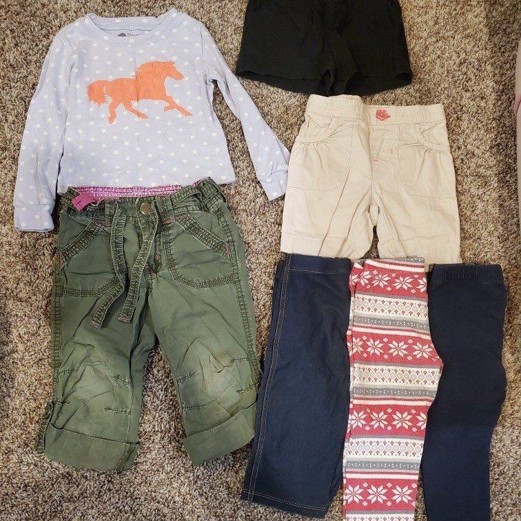 Girls Mixed Brand Clothing Lot - Top, Shorts, Pants Size 2T