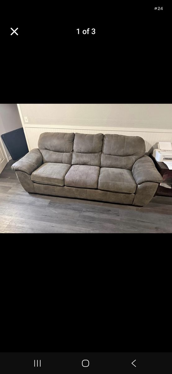 Gray Microfiber Sofa and Loveseat Set