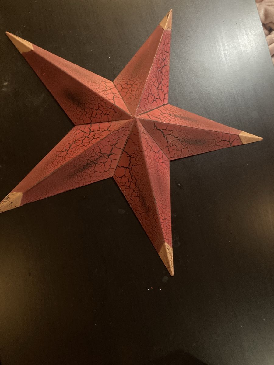 Rustic Red & Gold Metal Barn Star Wall Decor - Distressed Farmhouse Hanging Art