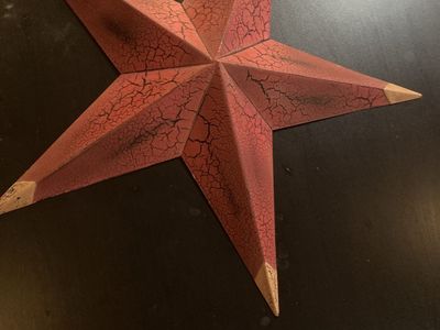 Rustic Red & Gold Metal Barn Star Wall Decor - Distressed Farmhouse Hanging Art