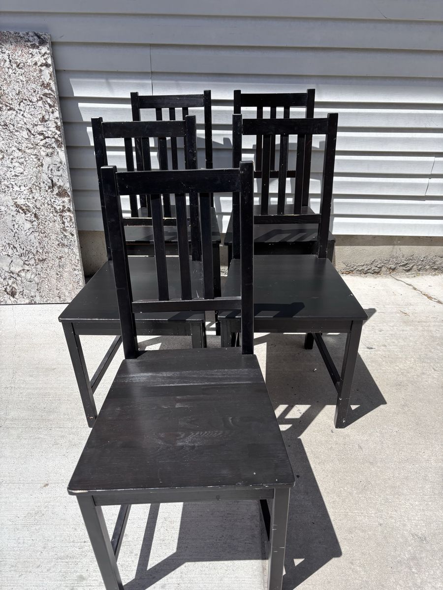 Set Of 5 Black Dining Chairs Compact For Maximum Seating