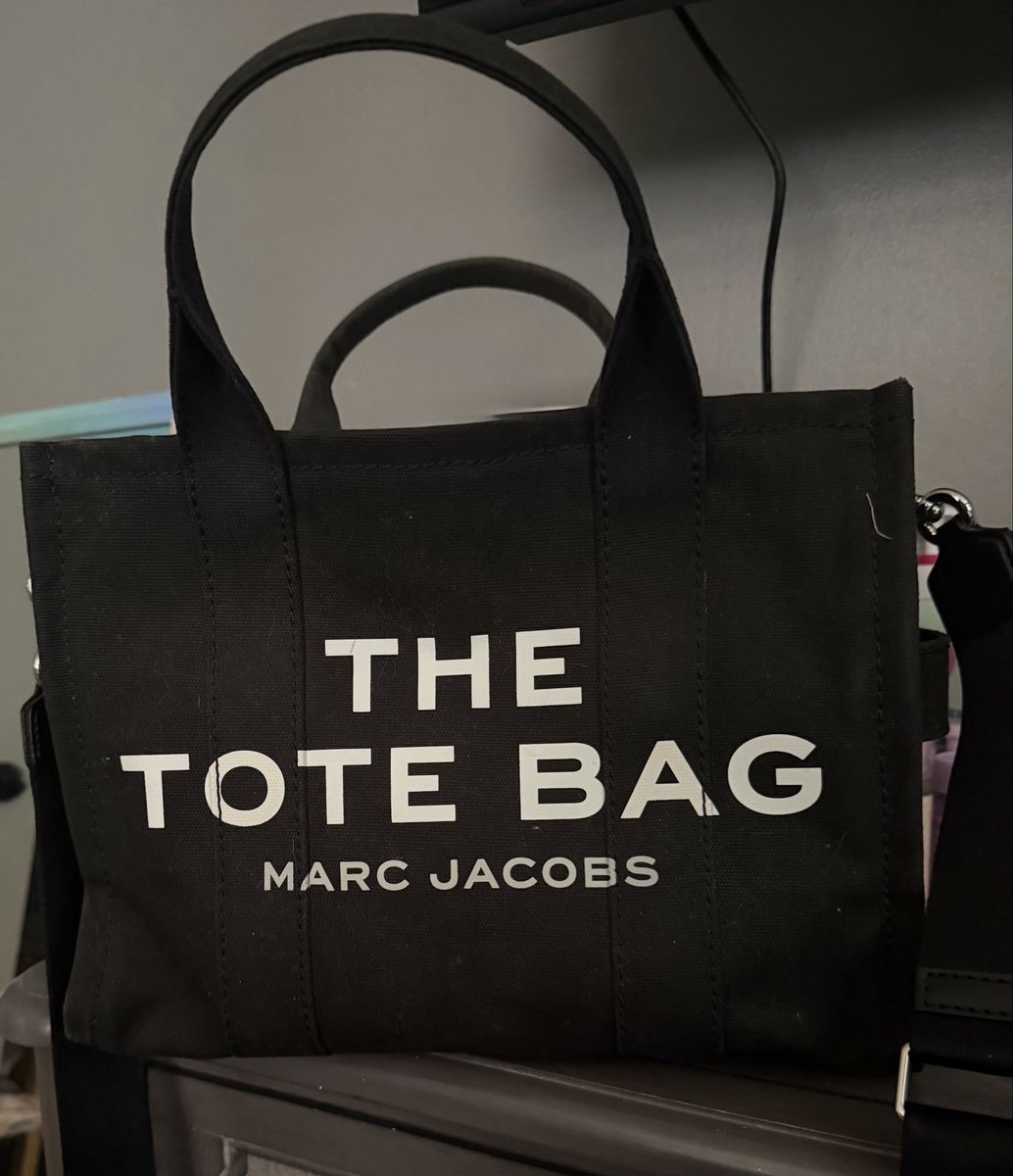 Marc Jacobs The Tote Bag Canvas Crossbody Shoulder Bag Black