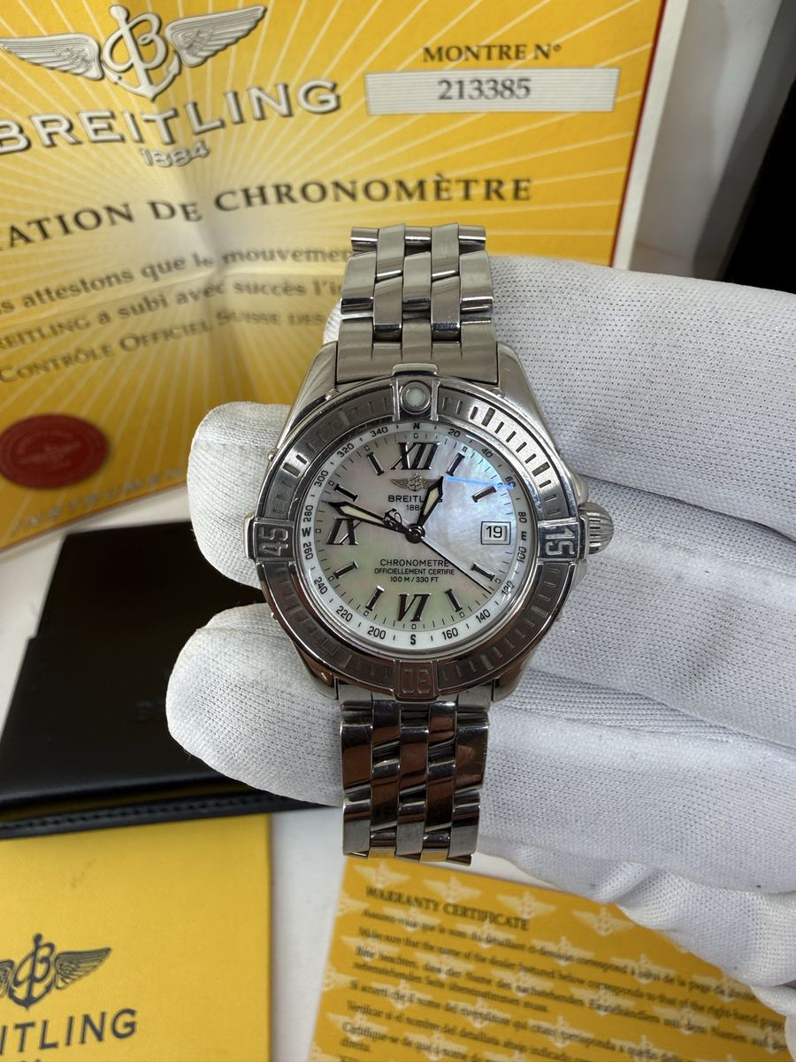 Breitling B-Class Chronometre A67365 MOP Dial Box & Papers Full Set - 33mm