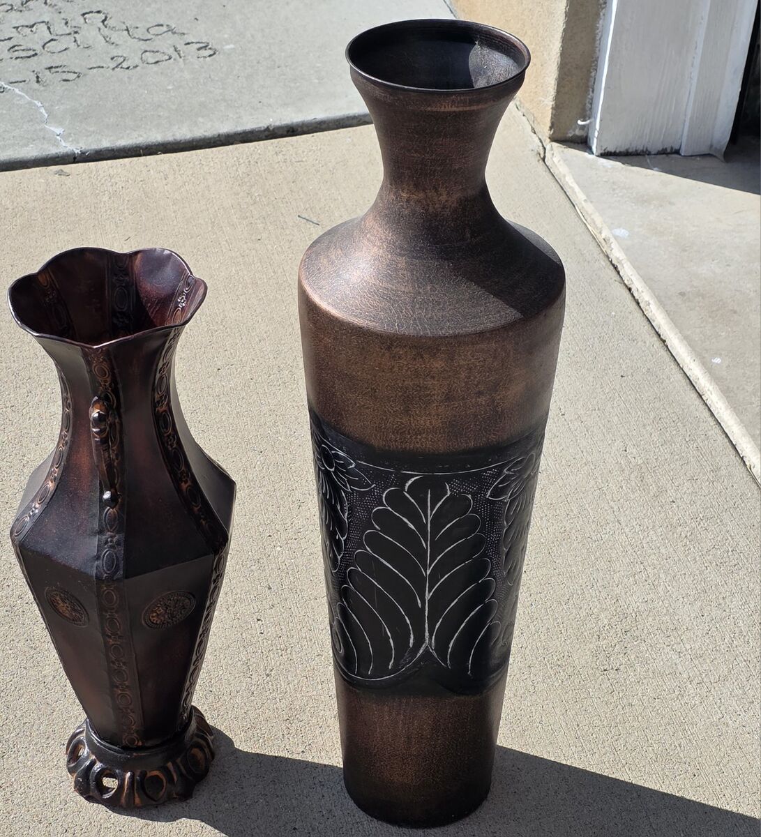 Fluted Embossed 18" vase an 13" vase