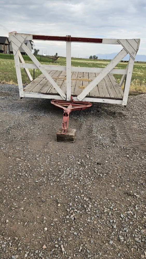 Vintage Farm Wagon / Hay Trailer - Rustic Wood & Metal Design