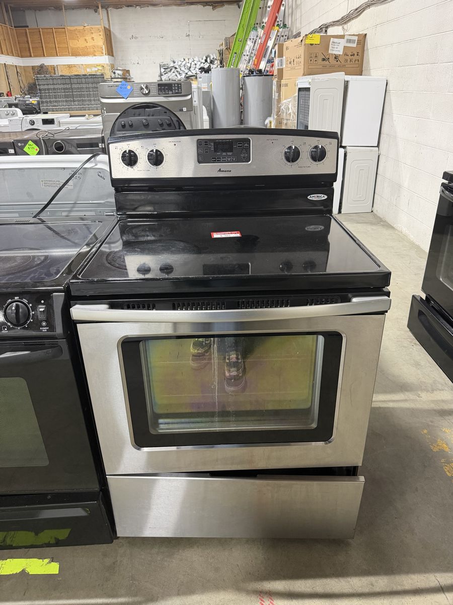 Amana 30" Stainless Steel Electric Range Stove with Glass Top