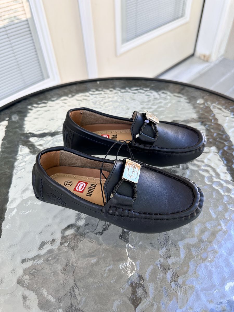 New Kids Ecko Unltd. Boys Black Slip-On Dress Loafers Shoes Size 11