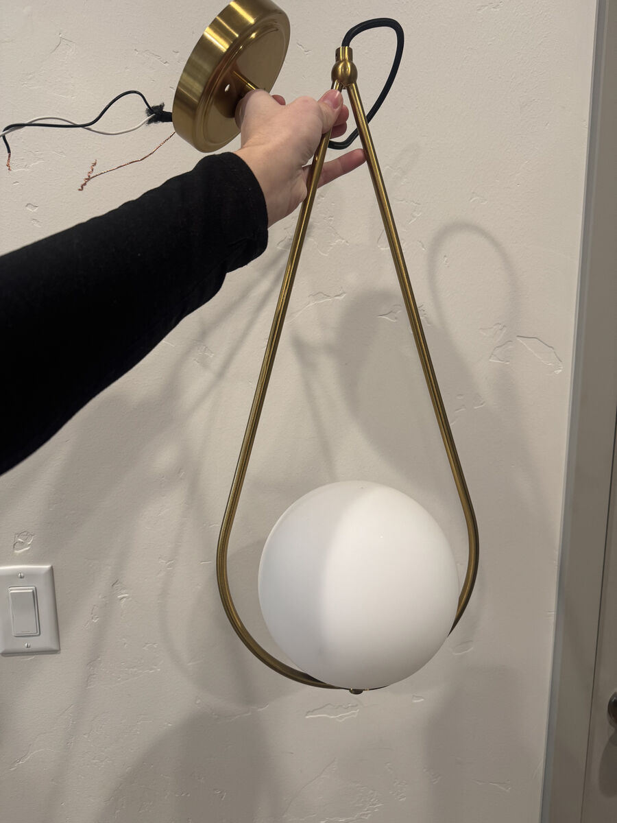 2 white and gold Pendant Lights