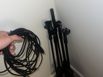 3 Microphone Stands with 2 Cables