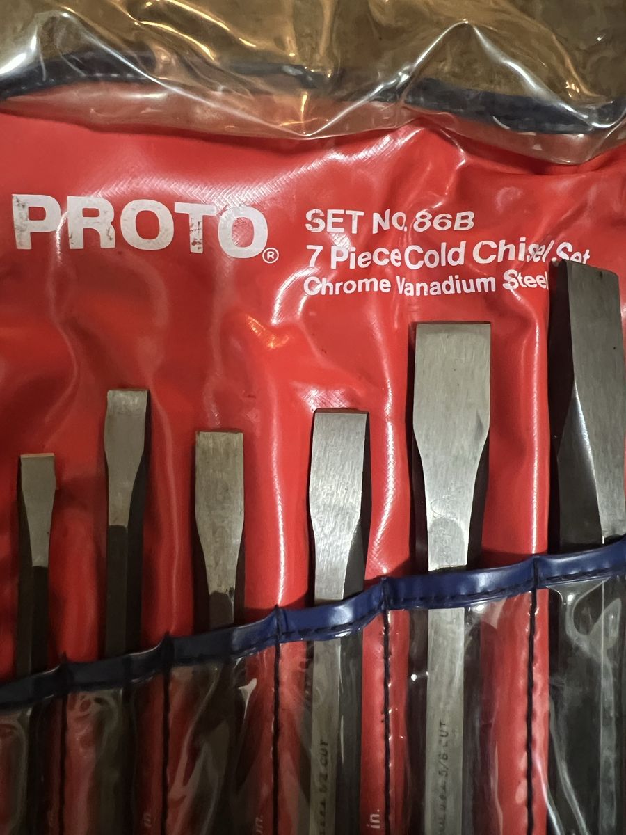 Proto 7 Piece Cold Chisel Set No. 86B Chrome Vanadium Steel with Case