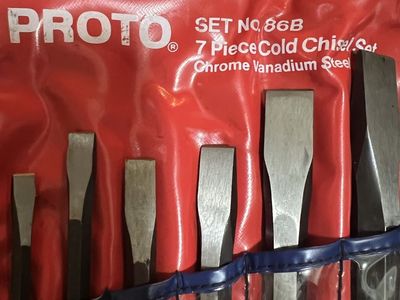 Proto 7 Piece Cold Chisel Set No. 86B Chrome Vanadium Steel with Case