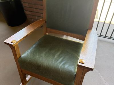Mission/Craftsman Style Rocker - Green Leather