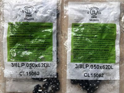 2X New 18" Chainsaw Chains: 3/8" Pitch, .050 Gauge, 62 Drive Links, Greenworks & Others
