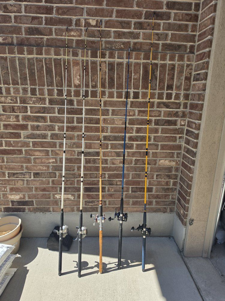 Lot of 5 Assorted Fishing Rods and Reels