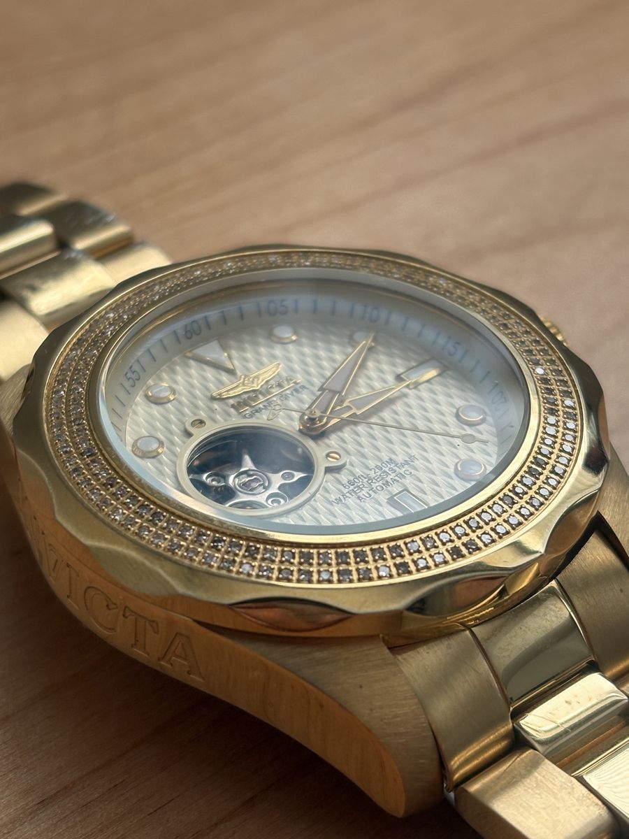 Invicta 15132 Grand Diver Automatic Gold-Tone Men’s Watch with Crystal Bezel