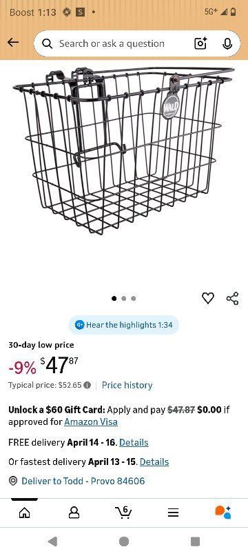 Toll Storage Garage or ATV Metal Basket New!