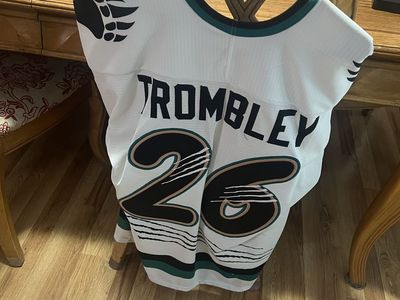 Vintage Utah Grizzlies Hockey Jersey #26 TROMBLEY Signed Autographed Team White