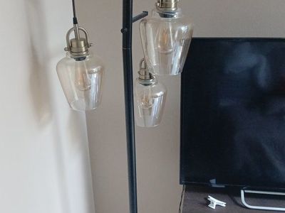 Modern 3-Light Industrial Floor Lamp with Glass Shades