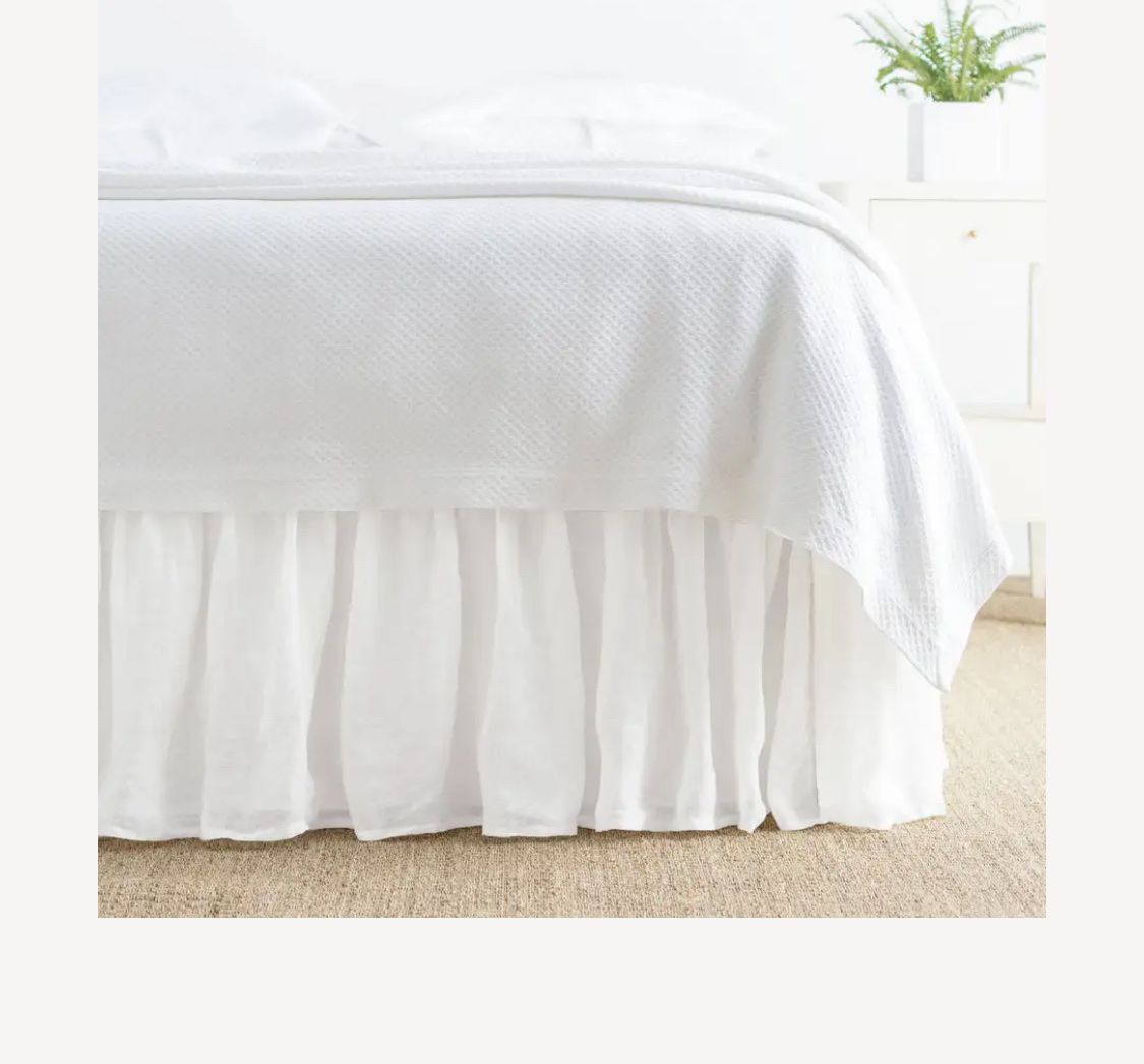 King size white bed skirt, new