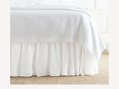 King size white bed skirt, new