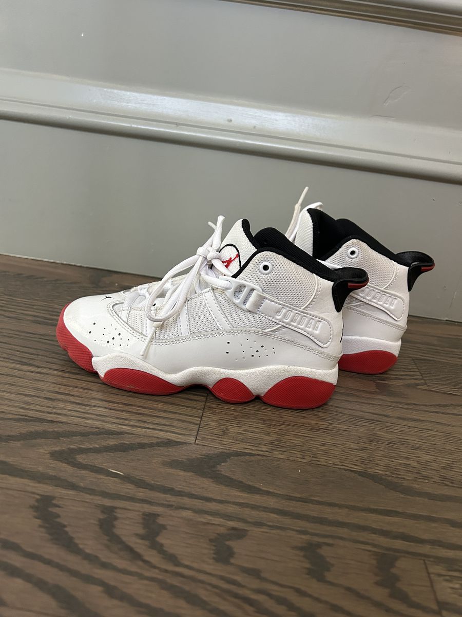 Little Kids Nike Jordan 6 rings white/university red-black
