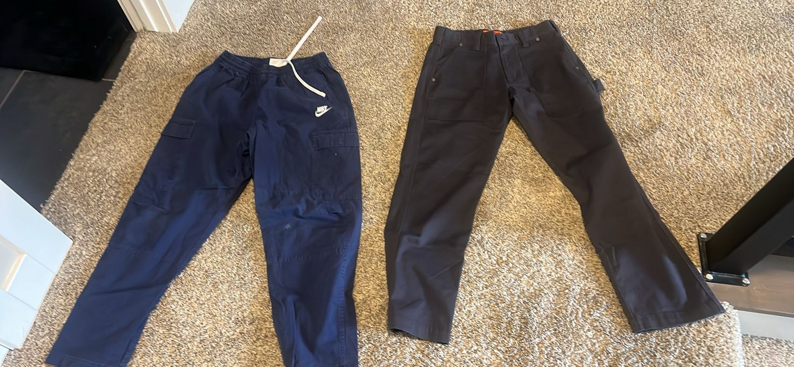 Used Men's Pants: Nike Navy Cargo & Dickies Black Work Pants - Size Small
